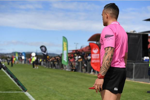 Paki Parkinson runs the sideline during the National Secondary Schools Rugby League finals day. Photo / Photosport NZ